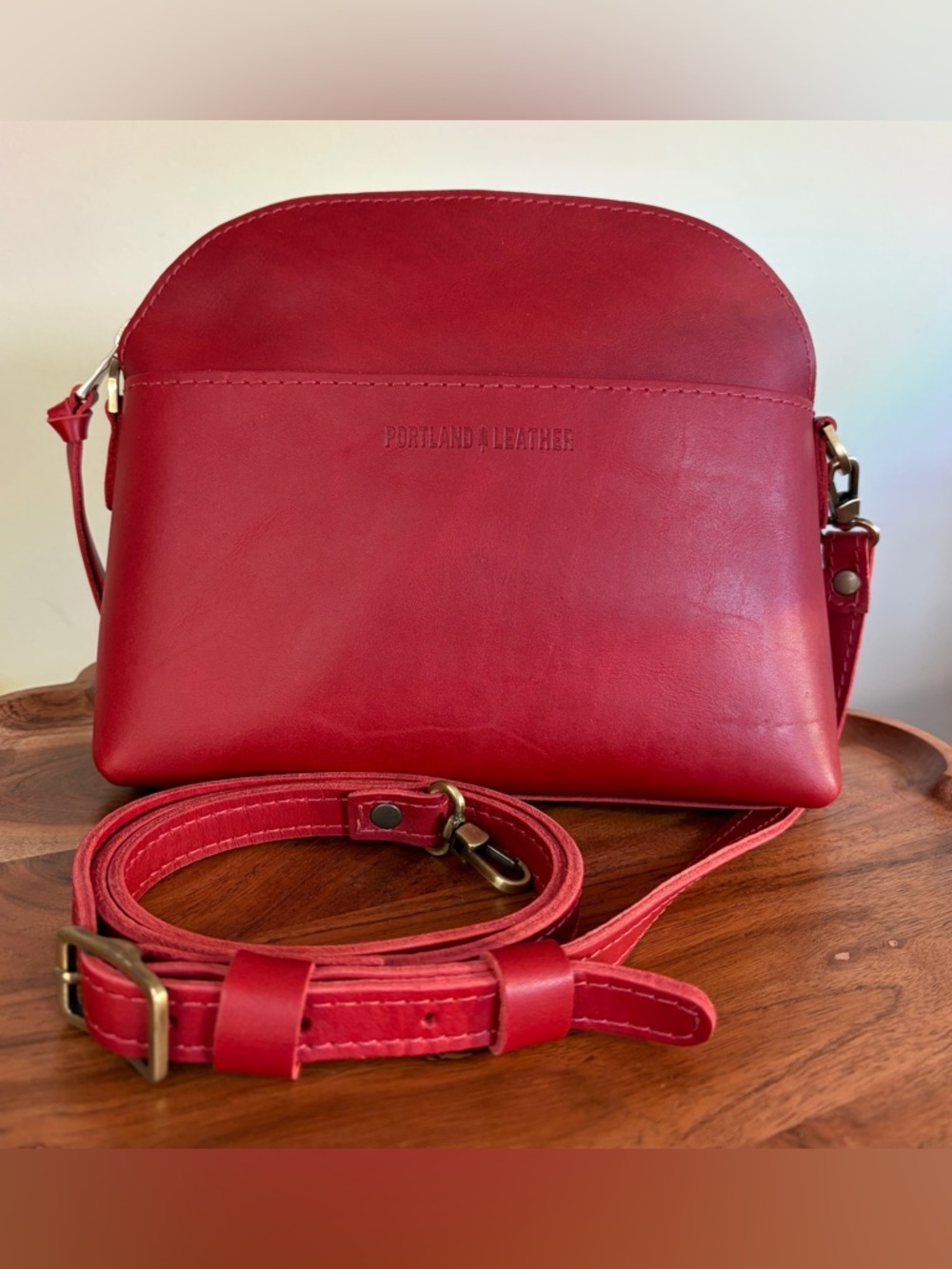Portland Leather Eclipse Ruby Red Crossbody NWOT - image 1